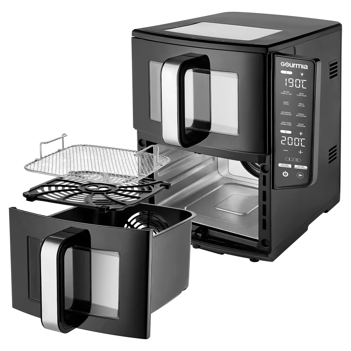 キッチン家電 Gourmia 4-Dish Dual Basket Air Fryer Gourmia 4 Dish Dual Basket Air Fryer with Sync Finish & Sync Cook