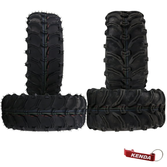 Kenda Bearclaw K299 - 24x9-11 Front & 24x11-10 Rear Tires for All Terrain (ATV), UTV, and Side by Side (SxS) Vehicles - 6-Ply - Bear Claw 24x9x11 24x11x10 with Kenda Keychain (4-Pack)