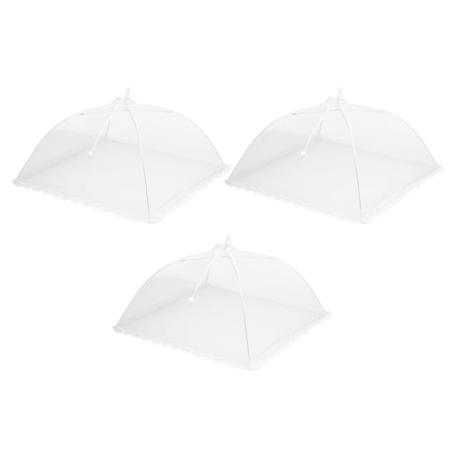 3 Pzs Grandes y Altas Cubiertas para Alimentos de Malla de 15" para Exteriores, Cubiertas Colapsables para Proteger Alimentos, Blancas