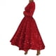 thumbnail image 1 of Vestido de Fiesta con Lentejuelas, Larga, Corte A, Acampanado, con Brillo y Brillo para Mujer, Talla Grande Rojo S, 1 of 8