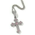 thumbnail image 2 of 14K White Gold Over Finish Simulated Diamond Iced Out Holy Jesus Christ Crucifix Cross Custom Charm Pendant Necklace, Gift, Free chain, 2 of 5