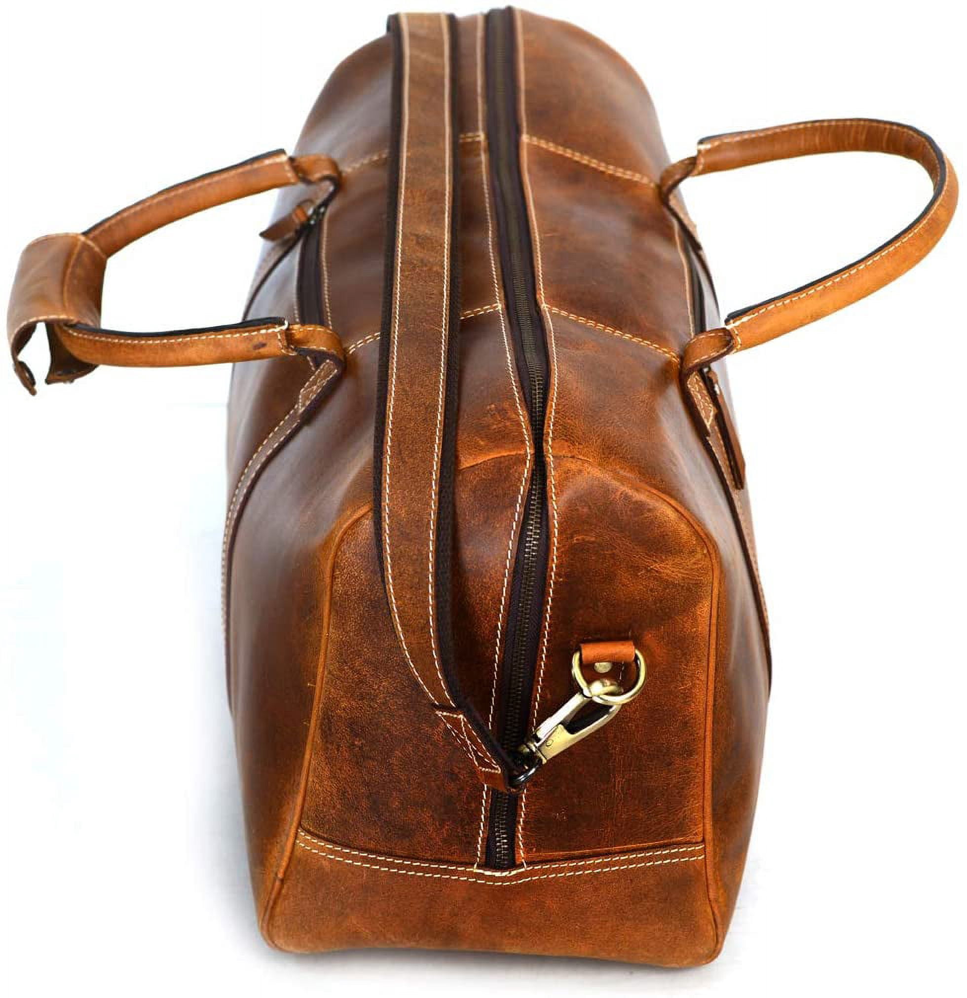 Leather Duffel Bag Travel Gym Sports Overnight Weekend cabin holdall by KomalC (Distressed Tan)