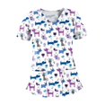 thumbnail image 1 of Top exfoliante con escote en V, manga corta, multiusos para mujeres, para SPA, cosmetología, camisa fácil de limpiar, uniforme de trabajo de enfermera SG, 1 of 8