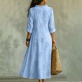 thumbnail image 4 of Womens Boho Dresses Rolled Up Long Sleeve Ruffle V Neck Floral Dresses Casual Loose Vacation Maxi Dresses, M, 4 of 4