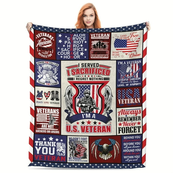 1 pc Veteran Blanket, Veteran Gifts for Men, Veteran Gifts, Army Veteran Gifts for Men, Air Force/Navy Veteran Gifts, Veteran Day Gifts for Hard Head Veterans Throw Blanket 60"X80"