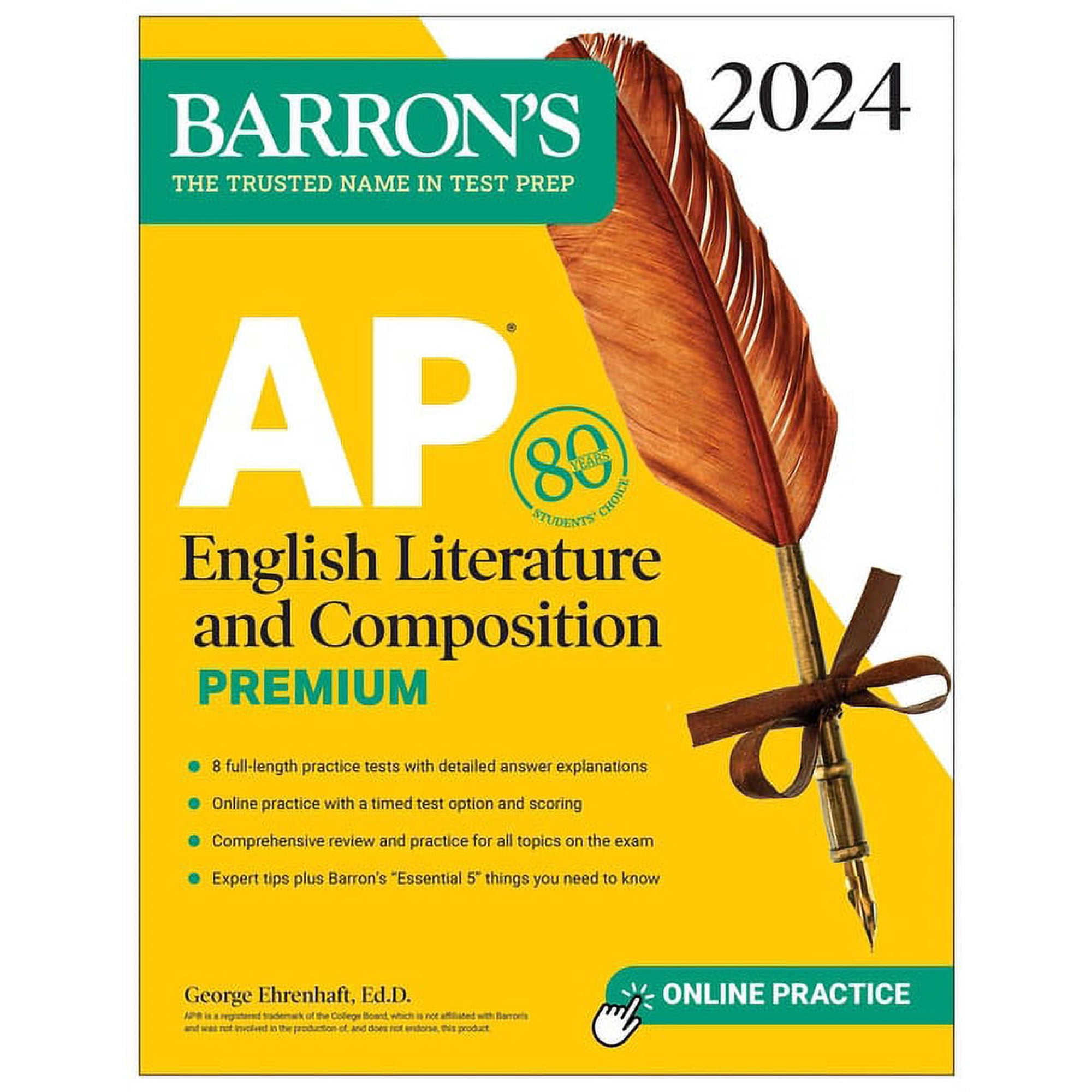 Barron's AP Prep AP English Literature and Composition Premium, 2024: 8 Practice Tests + Comprehensive Review + Online Practice, (Paperback)