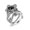 3# Black Stone, variant on HOOUN 2pcs/set Flower Multi-color Crystal Rings for Women Wedding 925 Silver Jewelry-11-3# Black Stone