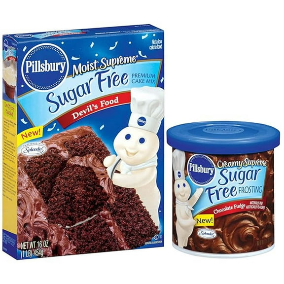 Pillsbury Moist Supreme Sugar Free Devil's Food Cake Mix, And Pillsbury Creamy Sugar Free Frosting Chocolate Fudge