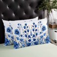 thumbnail image 3 of Waterproof Outdoor Throw Pillows with Inserts 12"x20" Set of 2, Blue Poppy Soft Decorative Pillowcases for Couch Bedroom, Botanical Flowers Spring Garden Pillow Covers for Sofa Living Room, 3 of 8