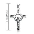 thumbnail image 3 of Bling Jewelry Womens Irish Celtic Knot Claddagh Cross Pendant Necklace in Oxidized Sterling Silver, 3 of 4