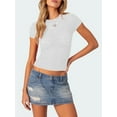 thumbnail image 3 of SUNSIOM T-Shirt à Manches Courtes et Col Rond Décontracté en Dentelle pour Femmes Vêtements d'Été, 3 of 6