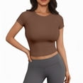 thumbnail image 2 of LIUJUNSHOP Seamless Crop Workout Tops for Women - Athletic Running Gym Yoga Short Sleeve Shirts Basic, 2 of 5