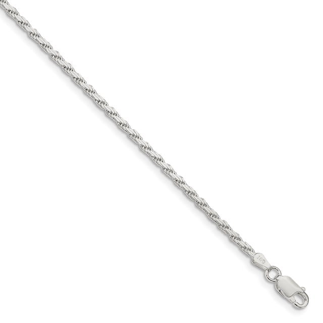 Sterling Silver 2.50mm Flat Rope Chain (Weight: 3.12 Grams, Length: 7 Inches)