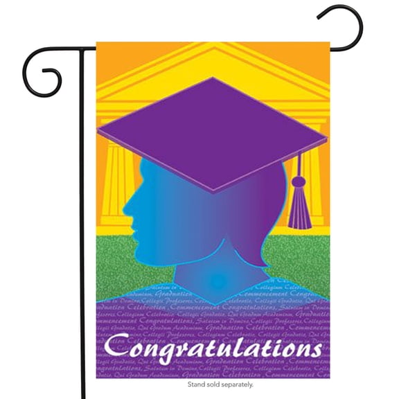 Congratulations Graduate Celebration Garden Flag Cap & Gown Diploma 12" x 18"