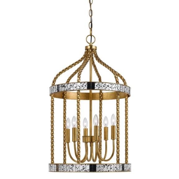 Cal Lighting Metal Pendant in French Gold Antiqued Mirror