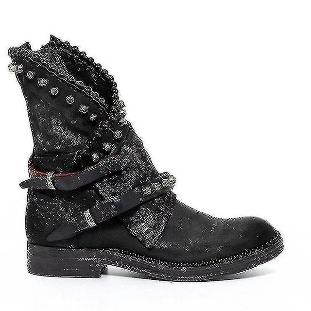 Nouvelles Bottines Punk Cloutées pour Femmes 2023 avec Fermeture Éclair, Chaussures de Cycliste
