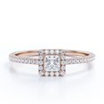 thumbnail image 1 of JeenMata Anillo de Compromiso con Diseño de Halo de 0,3 TCW con Detalles Pavé de Diamantes de Talla Princesa en Oro Rosa de 18 K sobre Plata, 1 of 6