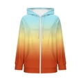 thumbnail image 7 of LEKWK Zip Up Hoodie Women Gradient Print Long Sleeve Lightweight Sweatshirt Drawstring Athletic Jacket with Pockets Activewear for Running Workout, 7 of 7