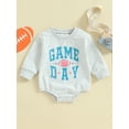 thumbnail image 2 of Wassery Baby Boys Girls Romper Clothes Infant Boys Girls Football Letter Print Long Sleeve Crew Neck Bodysuits 6M 12M 18M 24M Newborn Boys Girls Fall Playsuits, 2 of 8
