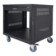 STRK-M8U Sound Town 8U Universal Steel Rack, w/ 3 Locking Casters, Vented Side Panels for Audio Video, Server and Network Equipment (STRK-M8U)