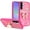 Hotpink, variant on For Samsung Galaxy A37 / A36 Splendid Glitter Butterfly Design Stand with Metallic Edges Hybrid Case - Hot Pink