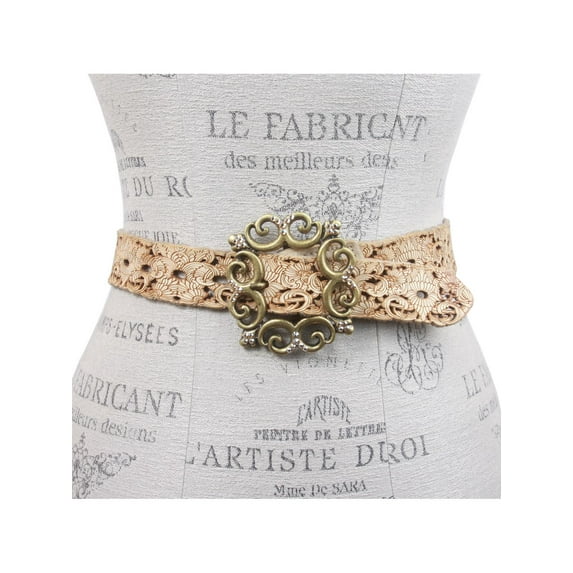 Leatherock Soft Hand Perforated Leather Belt with Floral Rhinestone buckle