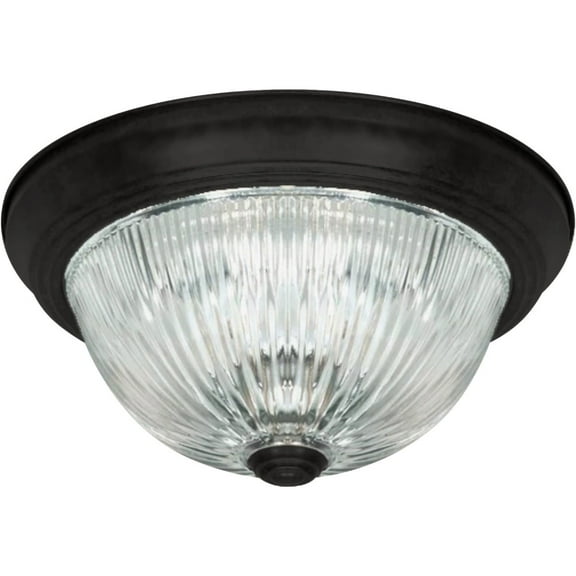 Canarm 11 In. Matte Black Flush Mount, Clear Glass IFM211MBK-RGC