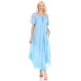 thumbnail image 5 of Sakkas Myani Two Tone Embroidered Sheer Cap Sleeve Caftan Long Dress | Cover Up - Turq - One Size Regular, 5 of 5