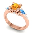 thumbnail image 2 of Diamond-Capitals 2.50 Carat New Round Cut Citrine & Blue Topaz Gemstone Engagement Ring for Fiancee 18K Rose Gold Size 4, 2 of 8