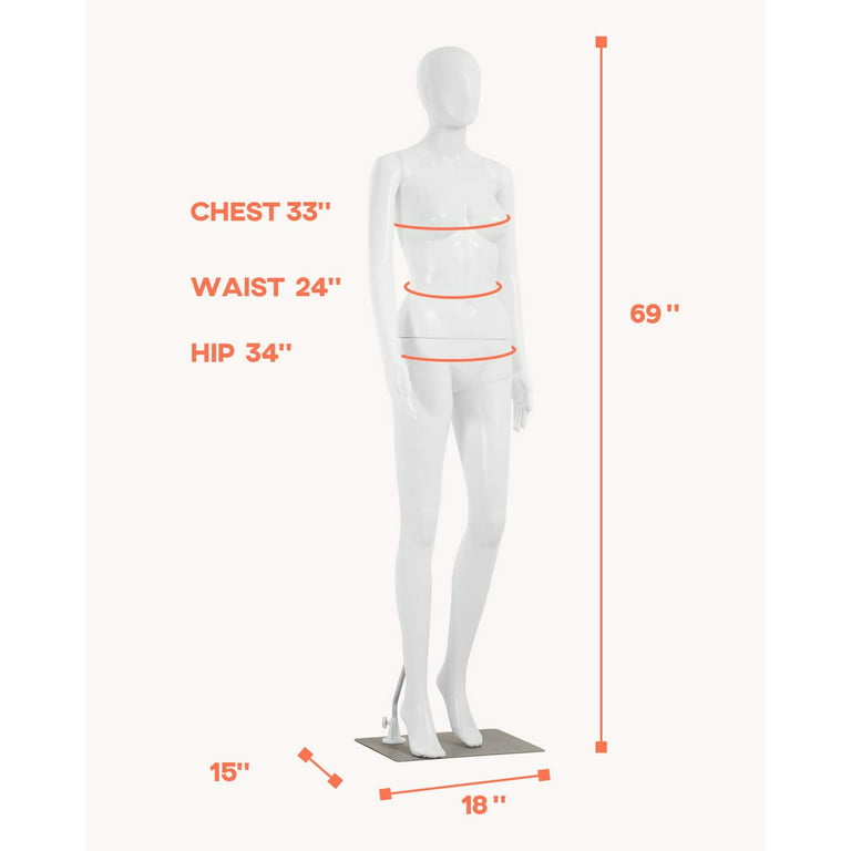 Mannequin Manikin Dress Form Female Full Body 69 inch Adjustable Mannequin Stand Realistic Mannequin Display Head Turns Dress Model w/ Metal Base