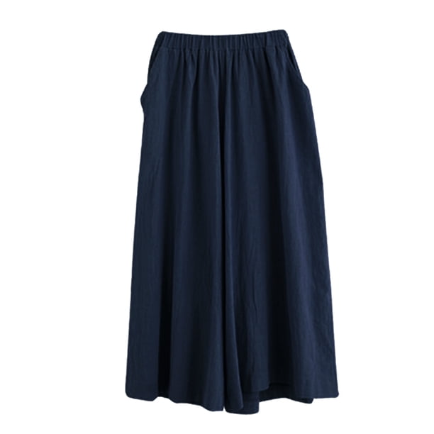 Pantalones de piernas anchas para mujer con bolsillos Cintura elástica Pantalones largos Tallas Abanopi Pantalones de mujer