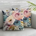 thumbnail image 3 of HENGT  Throw Pillow Covers, Light Blue Pink Gray White Watercolor Floral Round Bouquet Navy Peach Home Sofa Cushion Cover Pillowcase Gift Double-Sided Pattern, 3 of 5