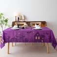 thumbnail image 2 of Halloween Tablecloth Waterproof \u2013 Spooky Pumpkin Design, Purple Table Cover for Halloween Party Decorations, Washable Spillproof Table Cloth for Indoor Outdoor Use, W60 x L120 in, 2 of 6