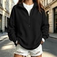 thumbnail image 4 of Ozmmyan Womens Half Zip Sweatshirt for Womens Stand Collar Long Sleeve Oversized Pullover Casual Solid Color Winter Top, 4 of 5
