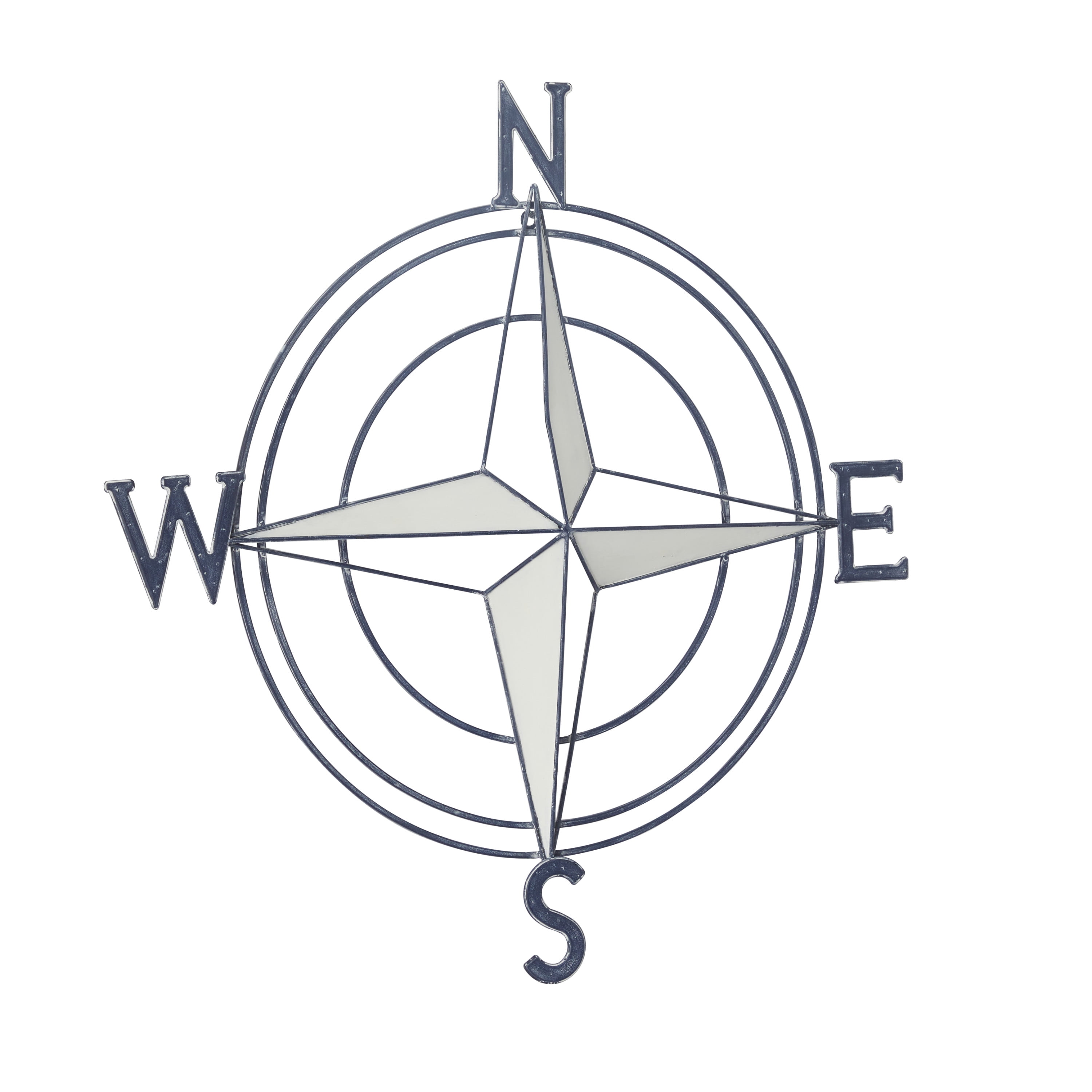 DecMode Dark Blue Metal Compass Wall Decor
