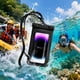 thumbnail image 1 of Funda impermeable para teléfono con compatibilidad táctil, cordón para natación, flotación, playa, actividades al aire libre, compatible con varios tamaños de teléfonos inteligentes, negro., 1 of 5
