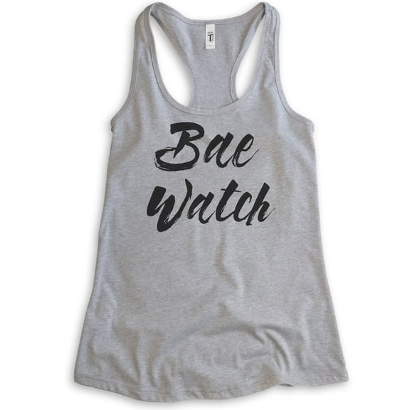 Bae Watch Tank Top, Ladies Racerback Tank Top, Beach Tank, Vacation Tank, Vacay Tank, Bae Tank, Pun Tank, Heather Gray, X-Large