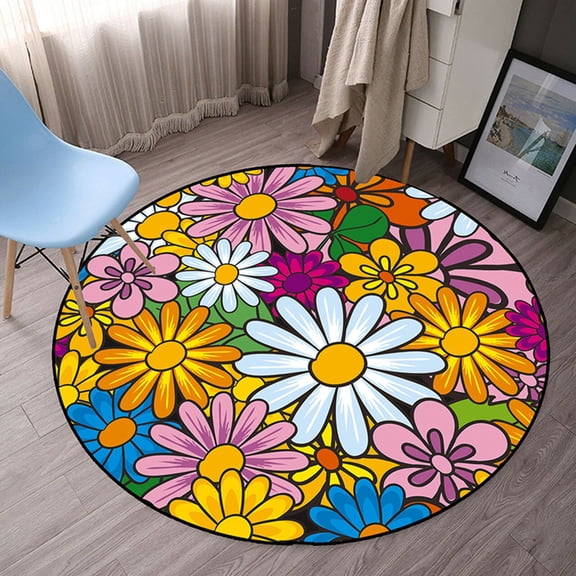 Tuvgenk Area Rugs Living Room Washable Rug 2×12in Multicolor Round Floor Mats