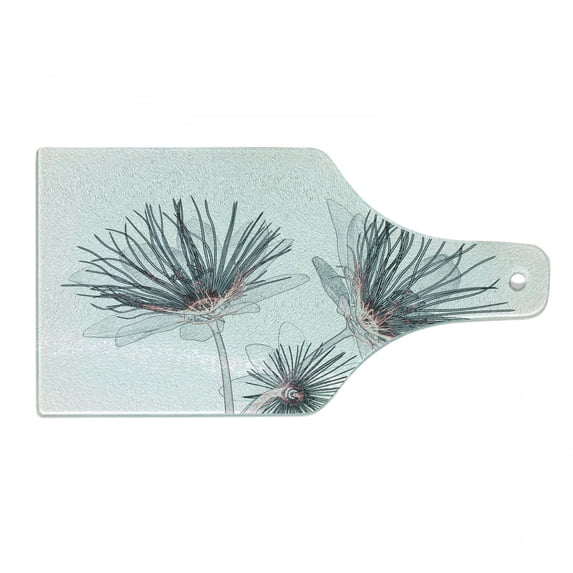 Flowers Cutting Board, Xtray Effect Illustrated Passion Flower Floral Art Print, Decorative Tempered Glass Cutting and Serving Board, in 3 Sizes, by Ambesonne