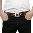 thumbnail image 3 of Buckle-Down Belt, Seatbelt Buckle Belt, Surfboard Cali Scenes Us Flag Stacked Brown, 34 to 52 Inches, 3 of 9