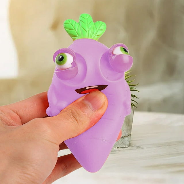 Carrot Stress Toy - Soft Material, Durable, Unique Eye-Popping Design, Suitable for All Ages, Perfect for Stress Relief & Gift