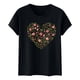thumbnail image 5 of Primavera Top Mujeres de Moda de Cuello Redondo con Patrones de Corazón de Manga Corta Camiseta Top para Uso Diario Y de Fiesta, 5 of 5