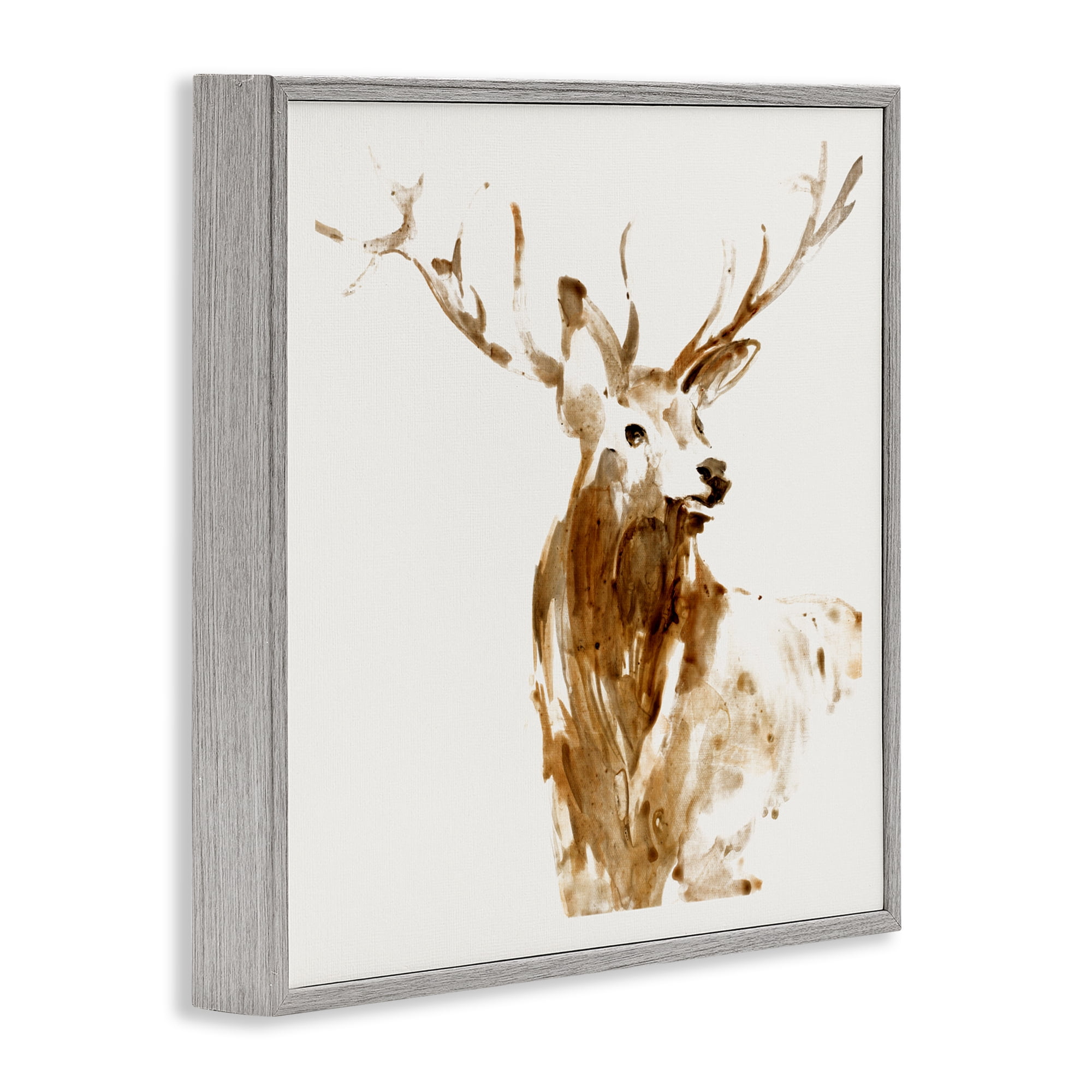 Stupell Industries Deer Portrait Head Shot Gray Framed Giclee Art, design by Lorenzo Collective