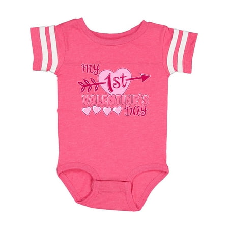 

Inktastic My First Valentine s Day with Pink Heart and Arrow Gift Baby Boy or Baby Girl Bodysuit