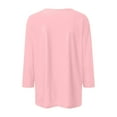 thumbnail image 5 of Sweet Home Farm 3/4 Sleeve T Shirts for Women Fashion Button Up Length Solid Color Shirt Top T Shirts for Women Pink, 5 of 5