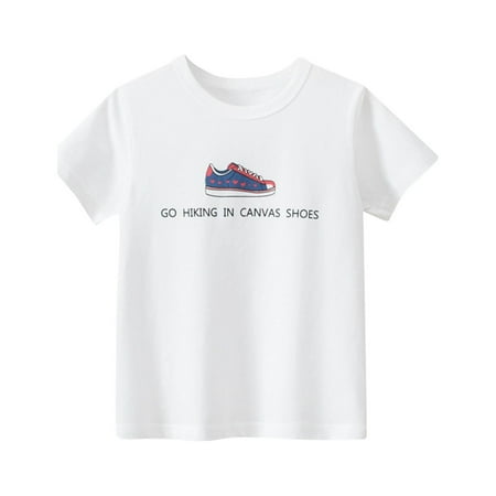 Hifoo Toddler Kids Cheapest T-Shirt For RalleySummer Girls Half Sleeve White Top Crewneck Cartoon Top Cartoon Shoes Pattern Casual Top Comfort Child Footwear