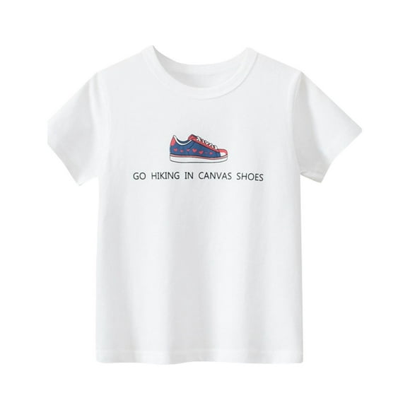 B91xZ Girls and Toddler Casual Short Sleeve Print T Shirts Children Summer Tops,White 4-5 Years