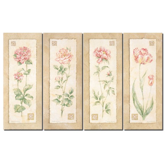 Tulip, Peony, Rose, and Hydrangea; Four 8x20in Floral Poster Prints