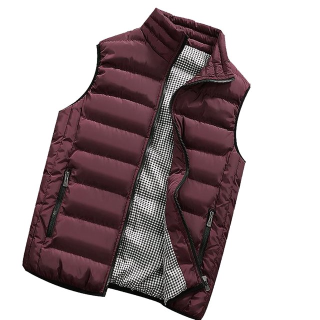 Men Autumn Winter Coat Padded Cotton Vest Warm Hooded Thick Vest Tops Jacket XL