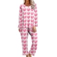 thumbnail image 2 of Rciityk Valentines Pjs Sets for Woman Cute Heart Print Long Sleeve Crew Neck Top with Pant Pajama Sets Lounges Ladies Pajamas Sets, 2 of 6